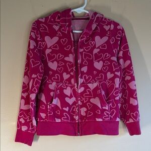 total girl Hot Pink Heart Zip Hoodie